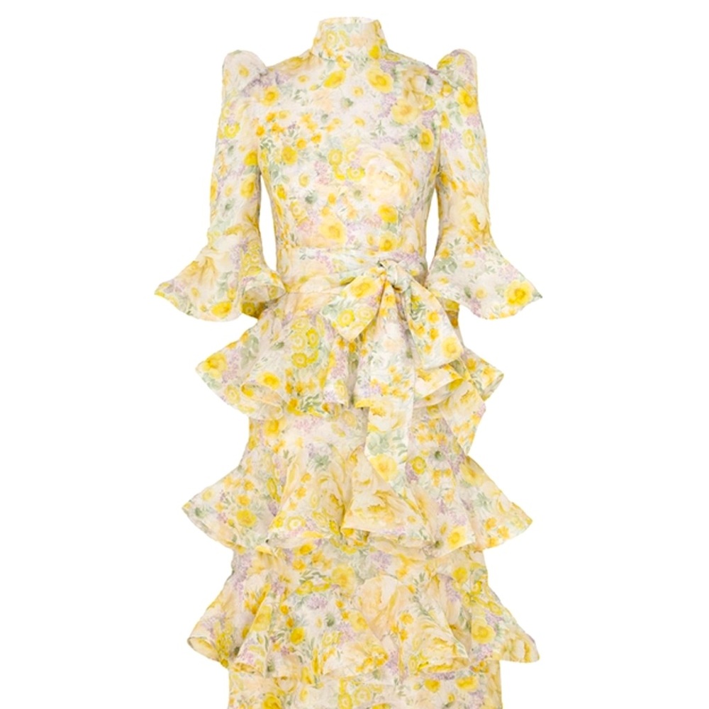 Zimmermann HARMONY TIERED MIDI DRESS in size 0.